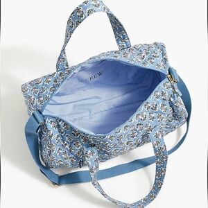 J. Crew Quilted Weekender Overnight Travel Bag Blue Floral NWT